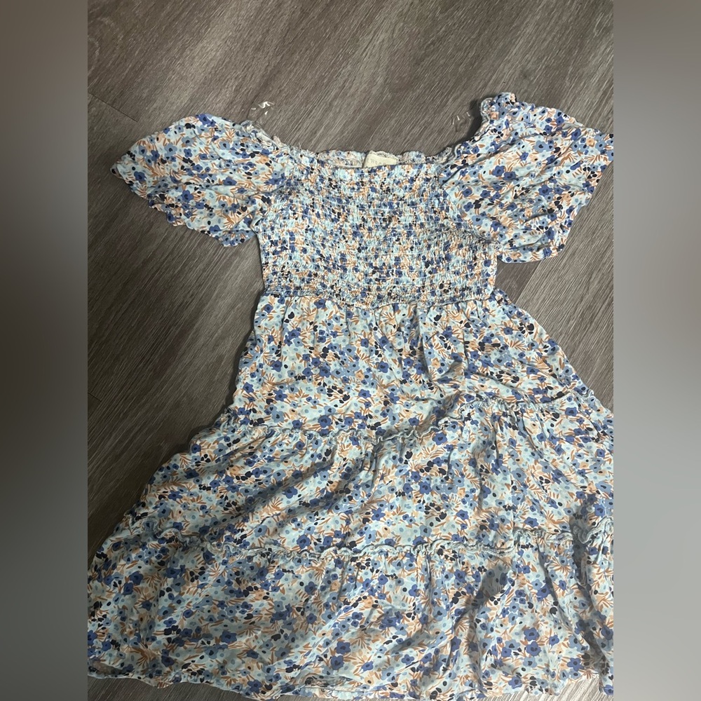 btween Blue and White Floral Kids Dress